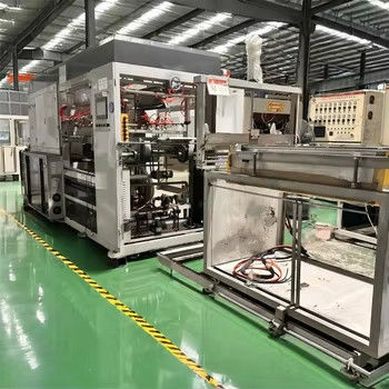 Vollautomatische PP Plastikbehälter Tray Box Druck Vakuum Formmaschine Maximal Formtiefe 180mm 380V